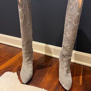 Veronica. Beard Tall Ballan Boot, Taupe, Size 9.5, with Dust Bag & Original Box
